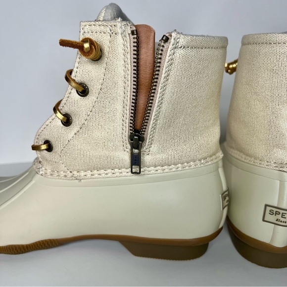 Sperry-Women’s-Saltwater Duck Boot-Size 10-Ivory/Shimmer Gold/Brown-NWOT - Picture 5 of 12